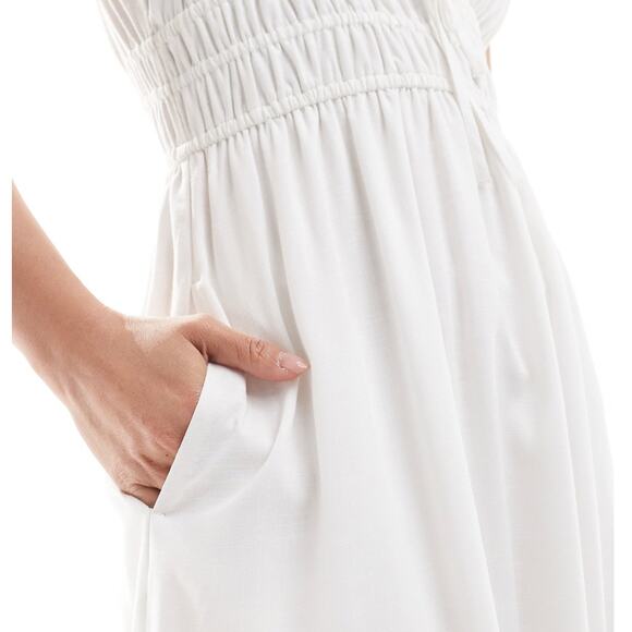 NWOT Hollister Midi White Boho Dress with Pockets XS - Picture 4 of 13